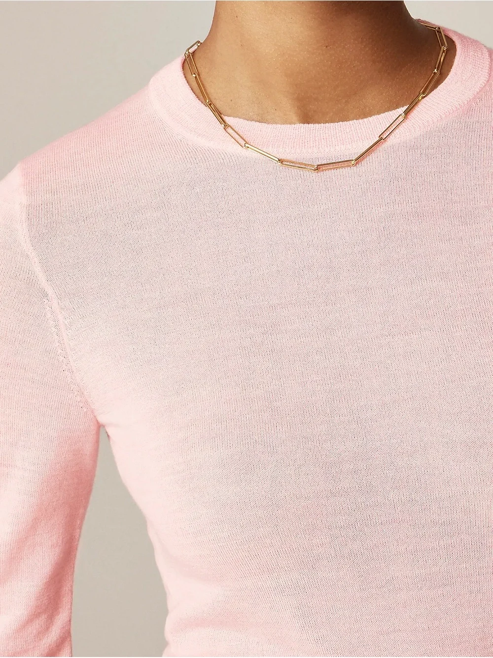 J. Crew Soft Pink Carolyn fitted crewneck sweater in merino wool